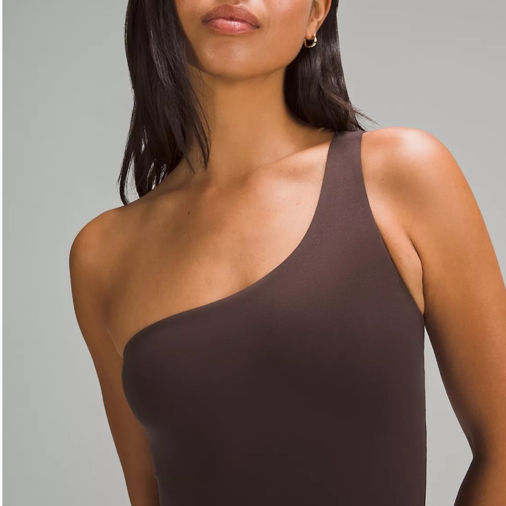 NWT Lululemon Wundermost Ultra-Soft Nulu Asymmetrical Bodysuit Espresso Sz S $78 - Picture 2 of 5